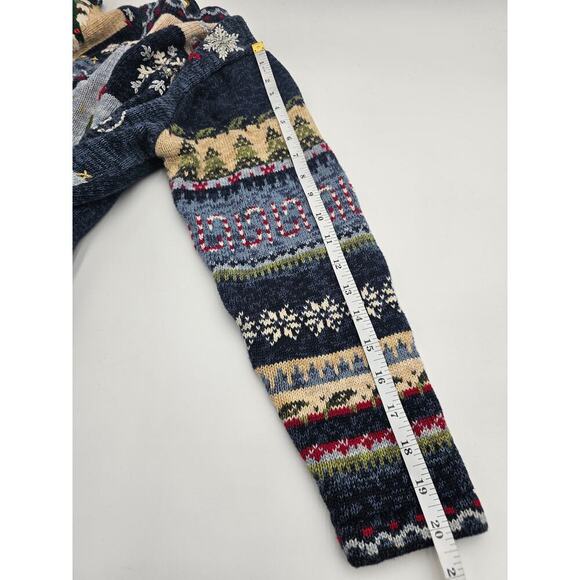 Vintage Heirloom Collectibles Women's L Blue Holiday/Christmas Zip-up Sweater - Picture 7 of 9